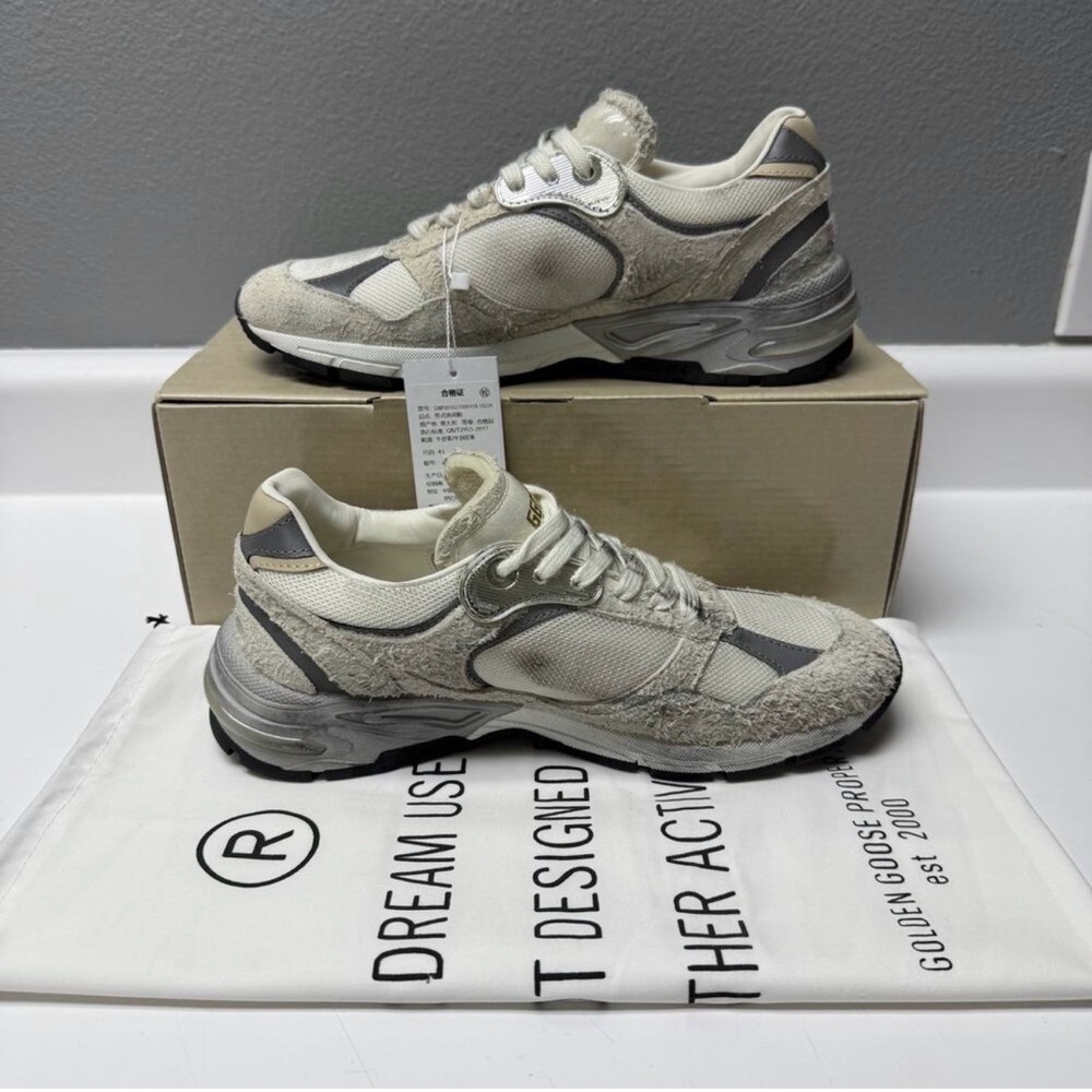 Golden Goose Dad-Star Sneakers in White and Silver - Picture 2 of 5